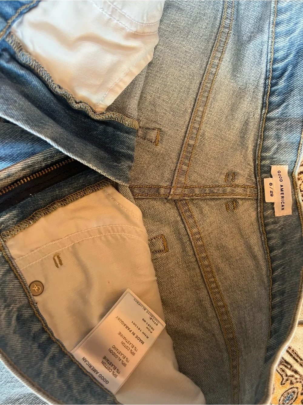 Good American daisy dukes High-Rise Light Wash Denim Cutoff Shorts - Light Blue